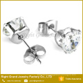 Stainless Steel Black Plated Prong Set Clear Heart Cubic Zircon Earrings Designs